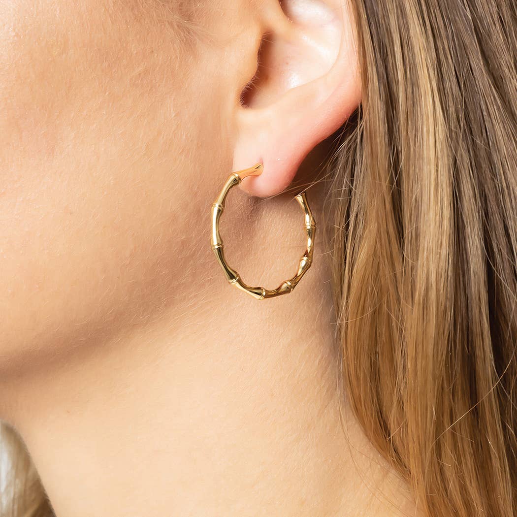 Fashion City – wholesale Hoop earrings – 14K Gold-Dipped Textured Post Earring2