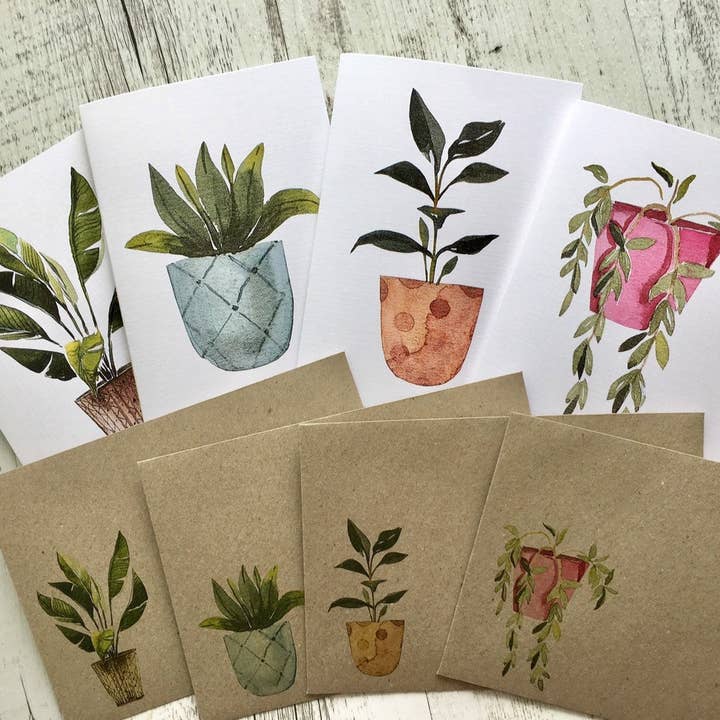 Scattered Seed Co - Wholesale Stationery/Notecard Set - POTTED PLANTS Collection 1 greeting cards set of 46