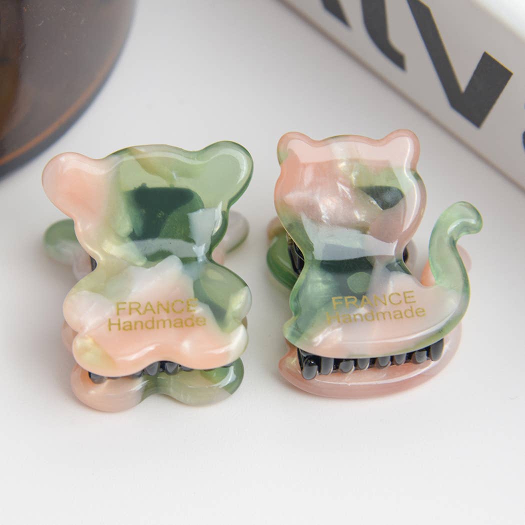 TheDivaSoap - Wholesale Hair Clip - Women's - Acetate Mini Cute Cat and Bear Hair Clip12