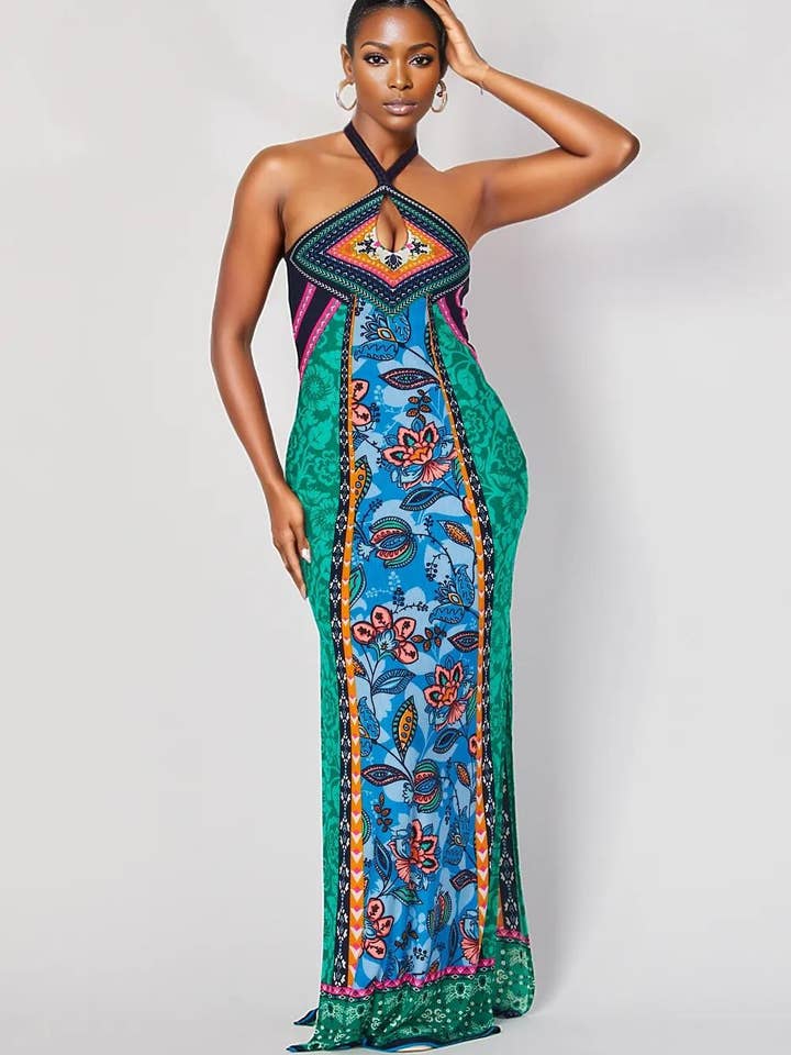 Maxi-jurk met bohemien patroon voor wholesale door 5besties inc