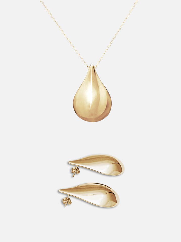 Tears of Freya — Collana e orecchini Gold Mid per la vendita all'ingrosso da parte di Freya & Thor of Sweden