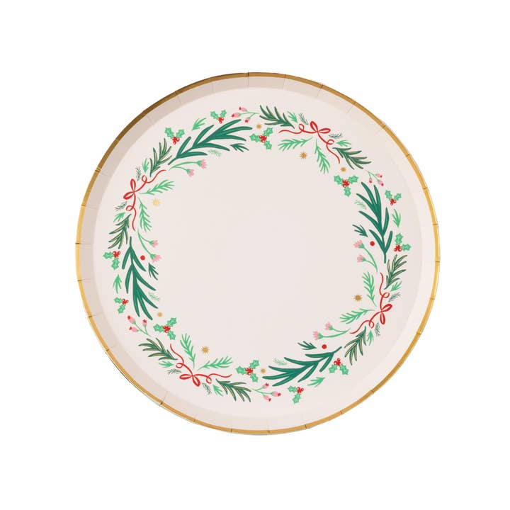 Bonjour Fête - Wholesale Disposable plate - CHRISTMAS WREATH DESSERT PLATES