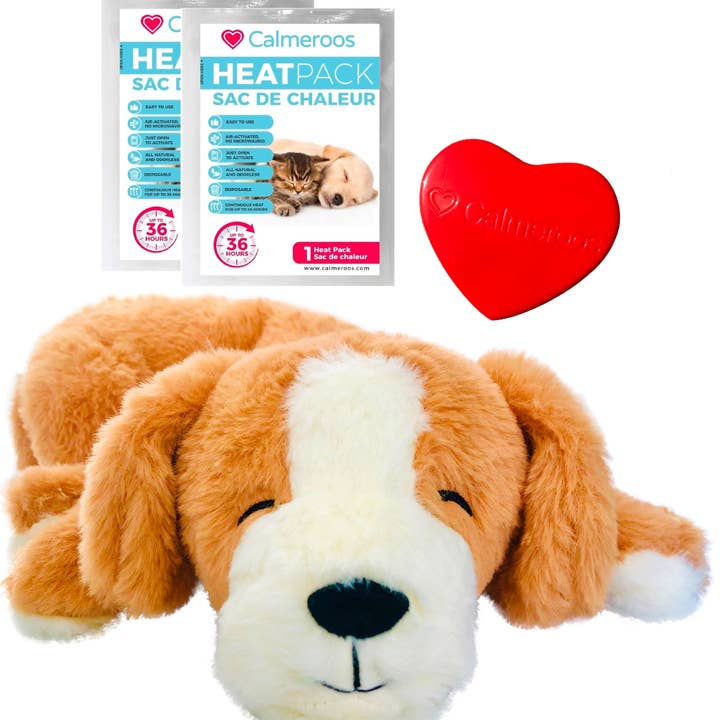 Calmeroos - Wholesale Pet Plush Toy - Dog - Calmeroos Puppy - Brown and Cream