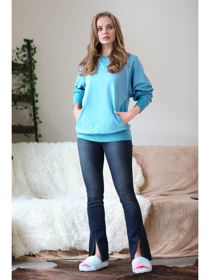 42POPS - Wholesale Sweatshirt - Women's - `.Washed French Terry Pullover With Side Pockets36