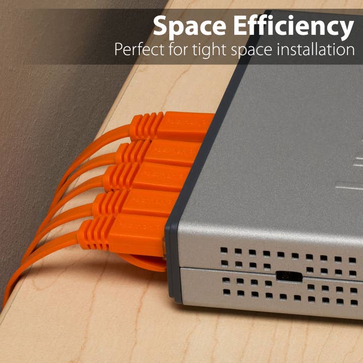 Fosmon - Wholesale Cord - 3ft Cat5e Flat Network Ethernet Patch Cable -Orange3