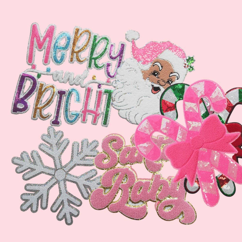 Rosie Posie Patches - Wholesale Patch - Santa Peace Sign Sequin Iron On Patch5