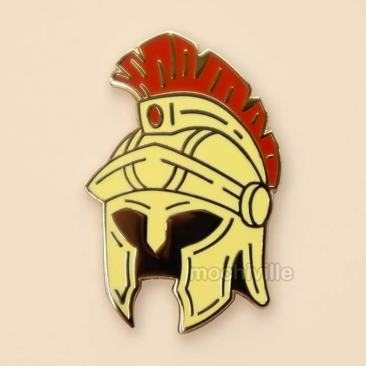 Warrior's Helmet Enamel Pin for wholesale by Mochiville