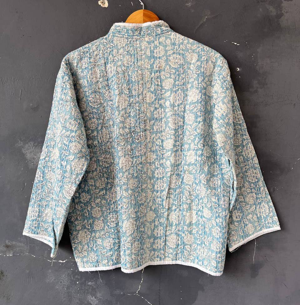 Bhawana Handicrafts - Venta al por mayor Chaqueta - Mujer - Chaqueta Kantha con estampado de bloques a la moda étnica para festivales, ropa de mujer3