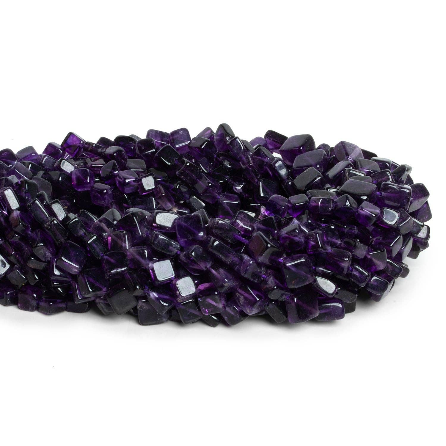 The Bead Traders - Wholesale Beads - 5-9mm Dark Amethyst Plain Diamonds 15 inch 45 beads1