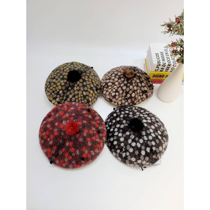 Comfortarians - Wholesale Beret - Women's - Women's Fall Winter Wool Beret with Lace6