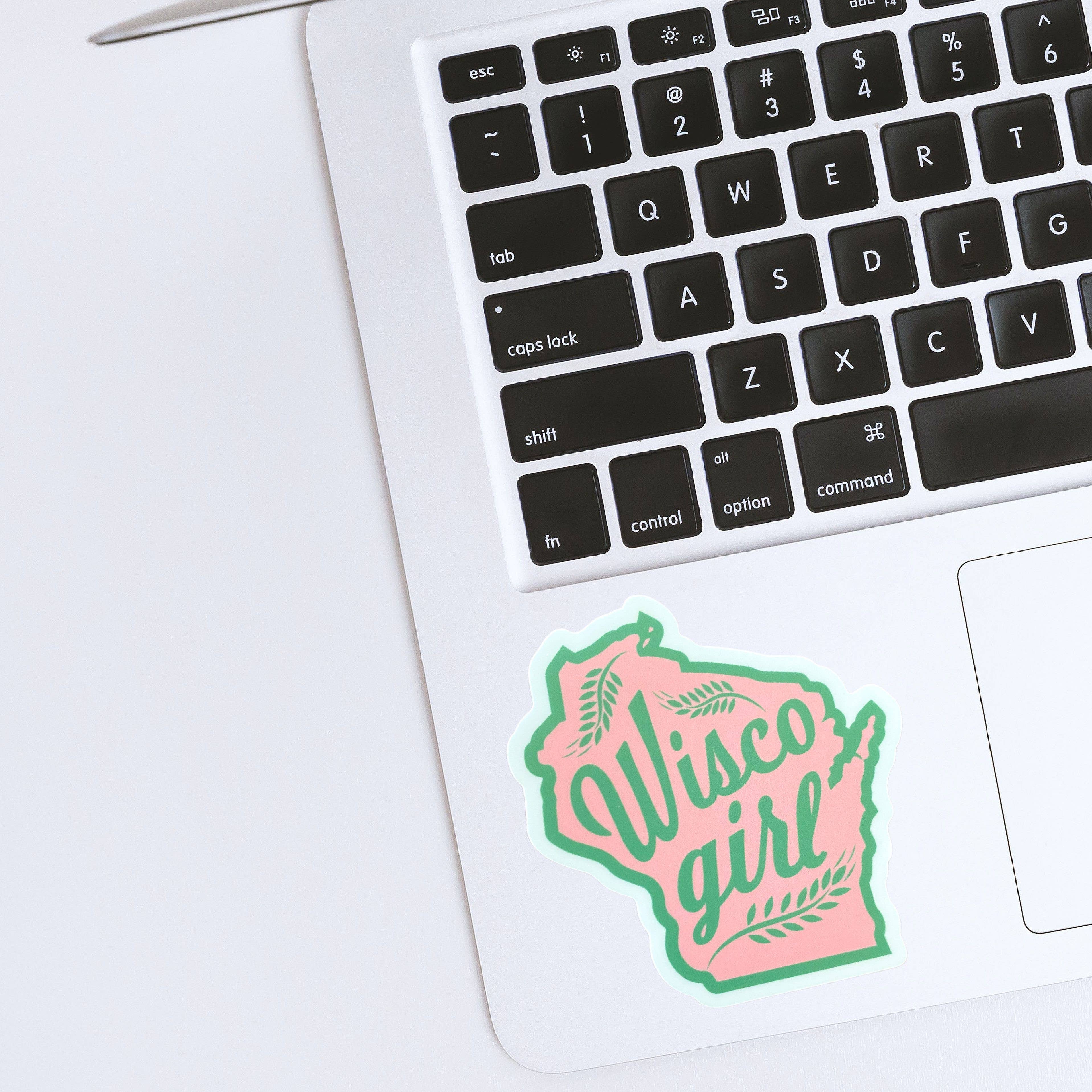 Bottlebrush Graphics – wholesale Sticker – Wisco Girl Wisconsin State Vinyl Sticker1