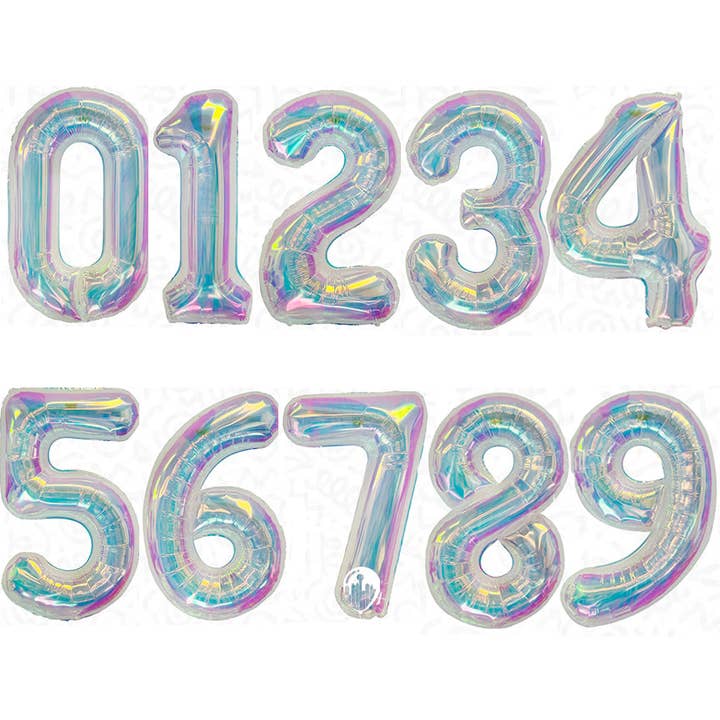 THE BALLOON HUB - Wholesale Balloon - DecoChamp Iridescent Air-fill Number Balloons (0 to 9) - 34 in.10