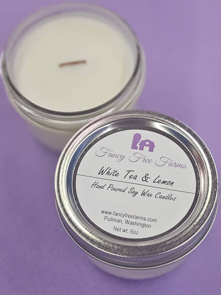 White Tea & Lemon Soy Candle for wholesale by Fancy Free Farms
