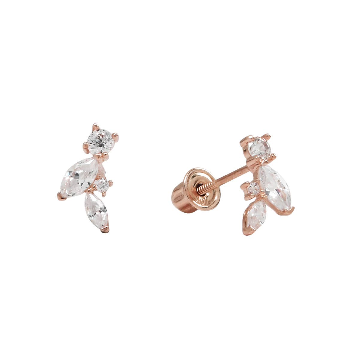 Ofina Jewelry - Wholesale Stud/Post Earrings - 10k Solid Gold Marquise & Round CZ Studs3