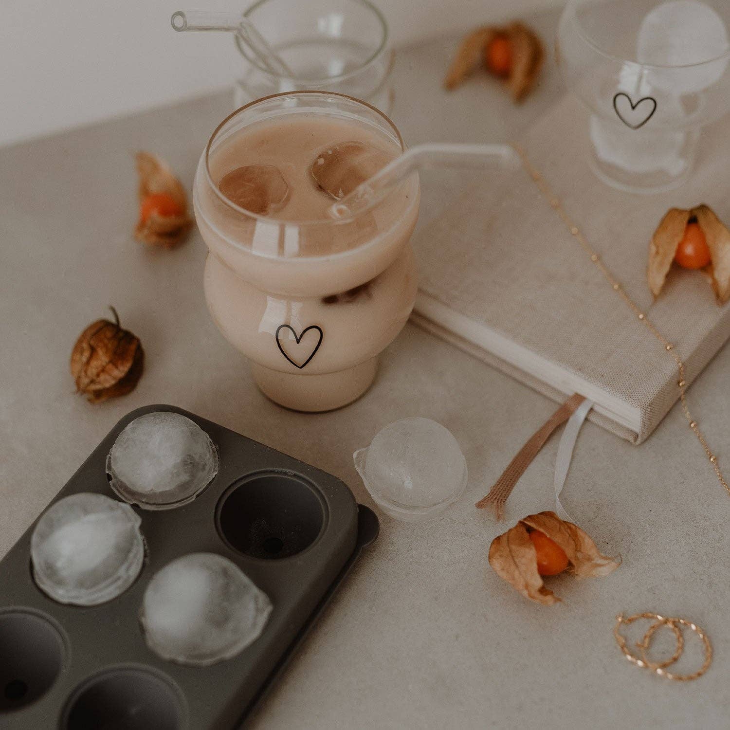 Eulenschnitt - Wholesale Drinking Glass/Cup - Double bubble glass heart (VE = 6 pcs)11