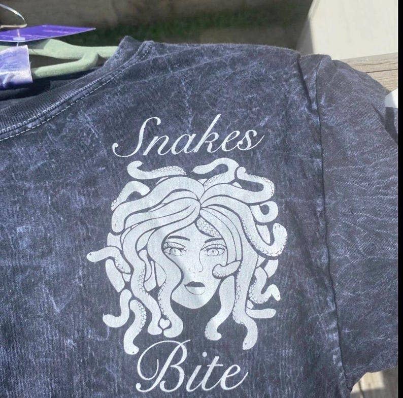 AstroManatee Shop - Wholesale Screen Printed T-Shirt - Unisex - Snakes Bite Medusa Gorgon Screen Print Unisex T-shirt3