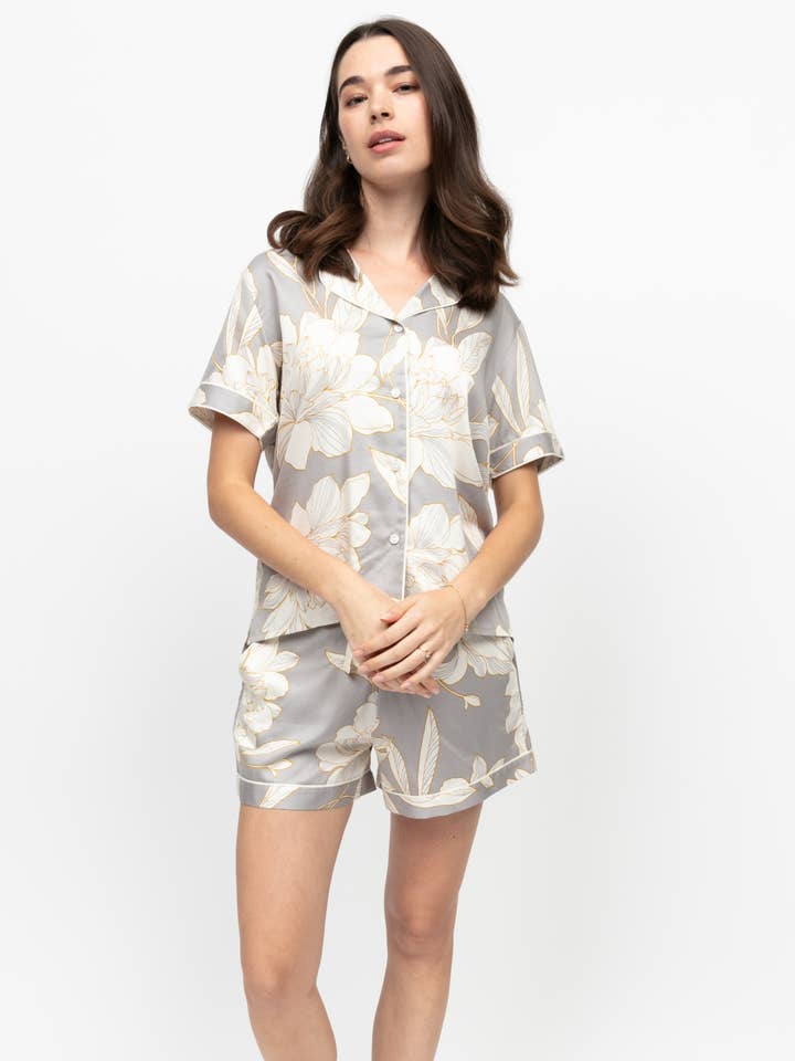 Victoria Floral Print Short Sleeve Shorty Set for wholesale by Cyberjammies