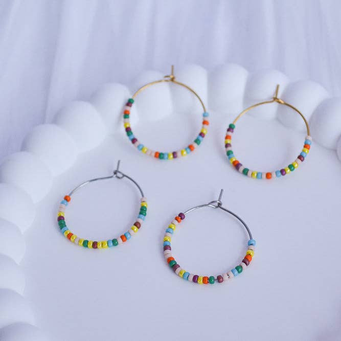 Linati Studio - Wholesale Hoop Earrings - Creoles with Pearls - Rainbow Boho3