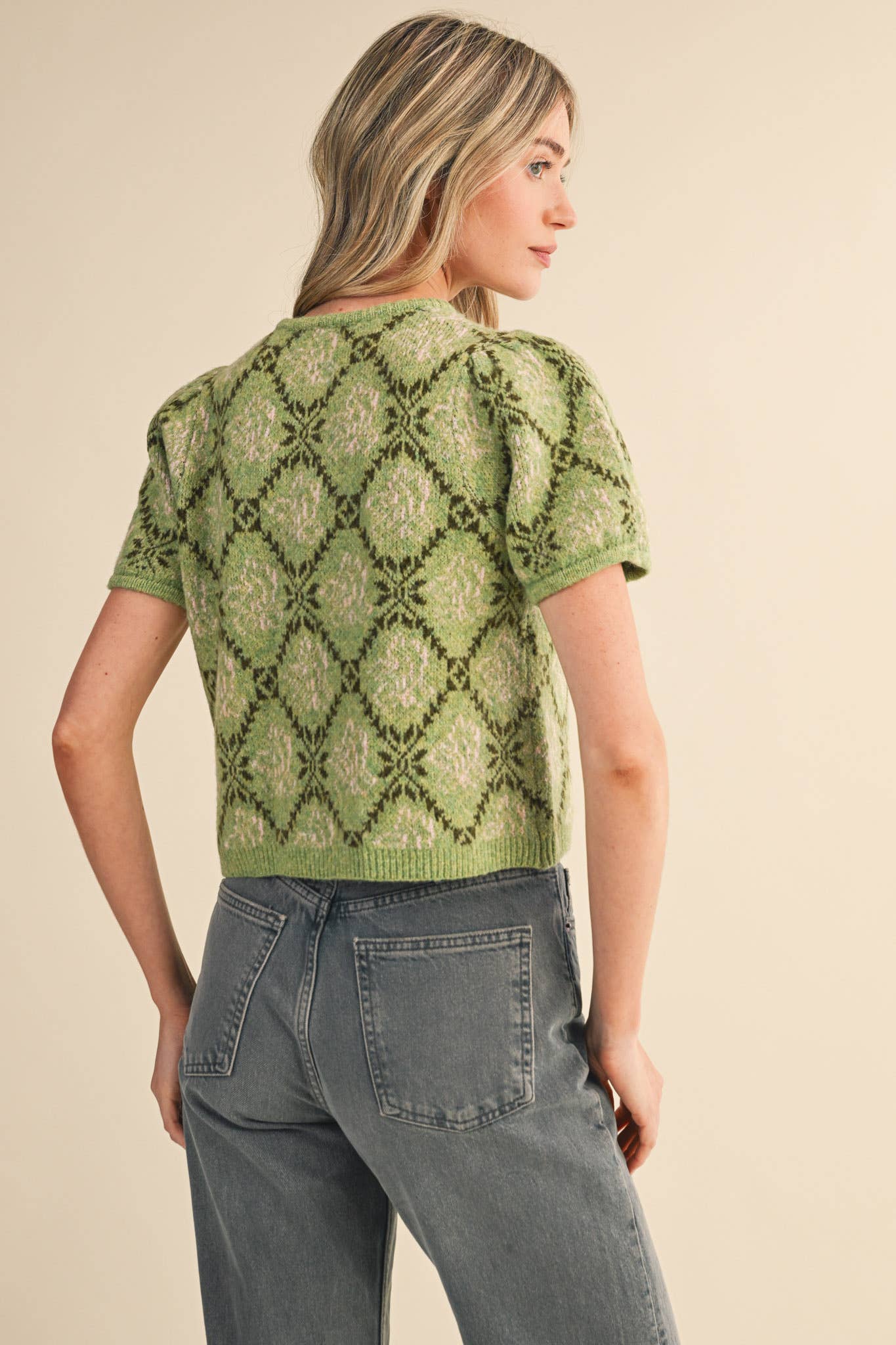 &MERCI - Wholesale Cardigan - Women's - FLORAL SHORT SLEEVE SWEATER CARDIGAN MSW1125844