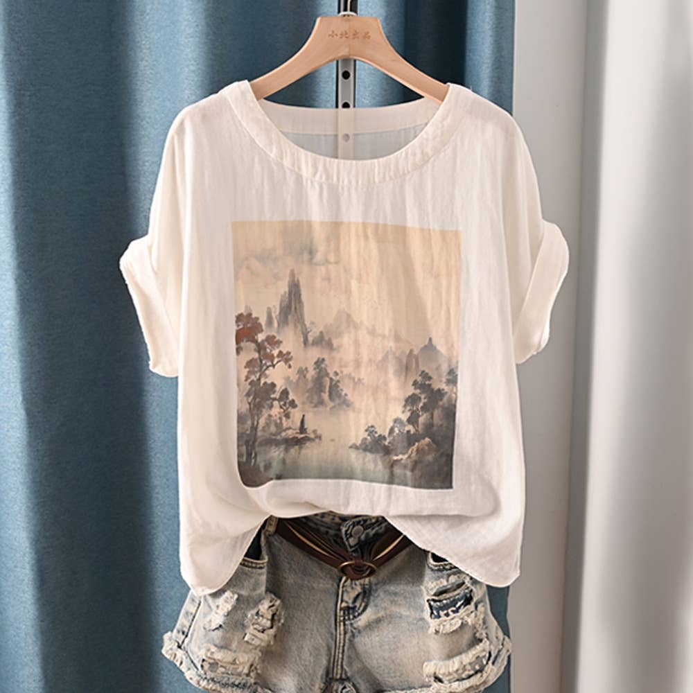 Whisper Mint – wholesale Screen printed t-shirt – Women′s – round neck  printed double cotton yarn short-sleeved T-shirt6