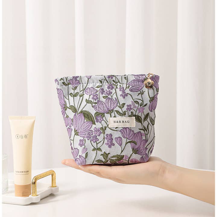 Dipped Shop - Wholesale Makeup/Cosmetic Bag - Colorful Embroidery Portable Cosmetic Bag DPB10053