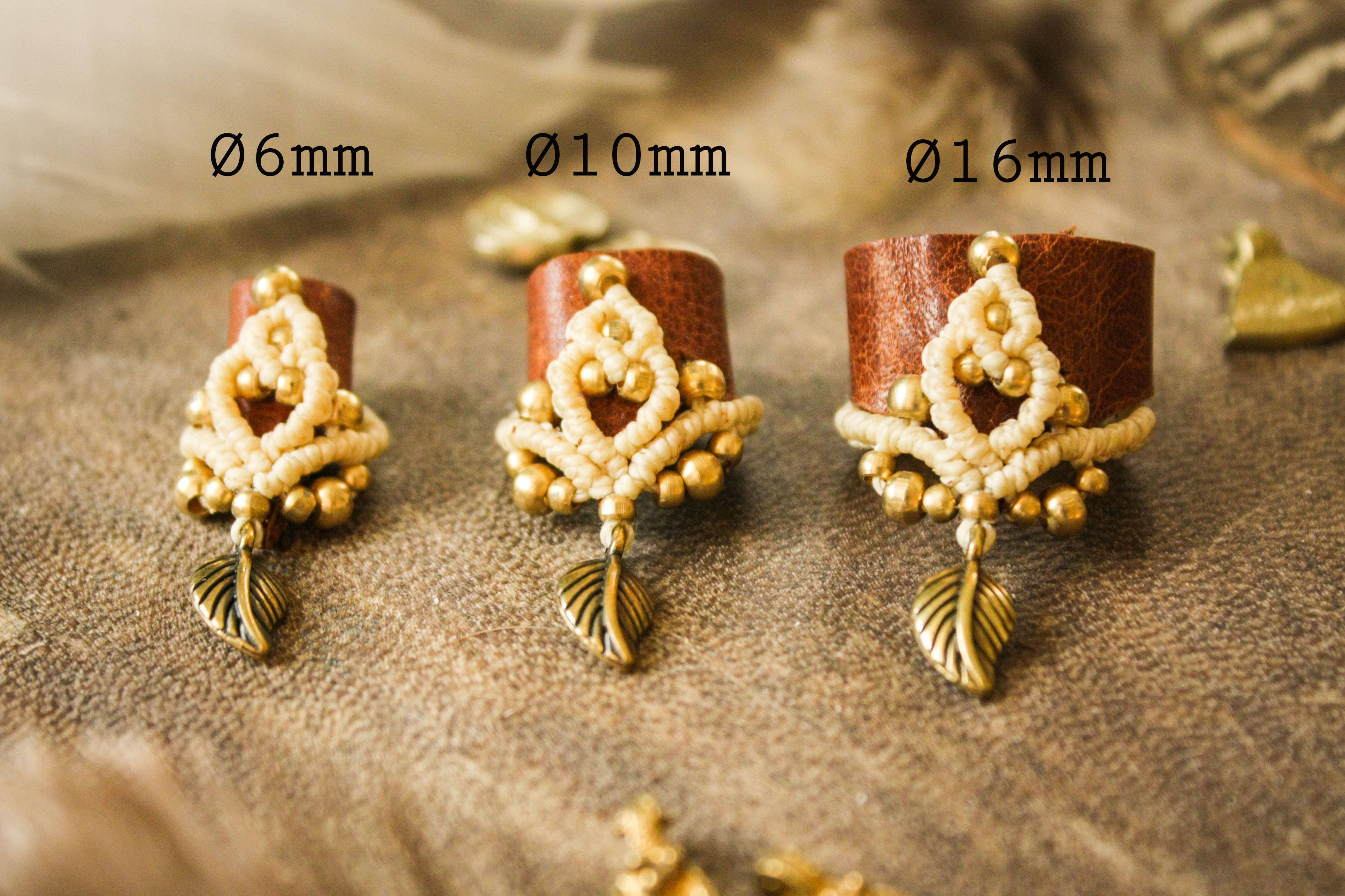 Nomadu - Wholesale Hair Tie - Leather and macrame dreadlock bead with brass details1