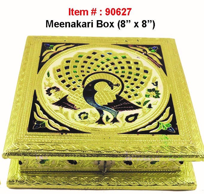 Designs by Deekay Inc. - Wholesale Decorative Box - Meenakari Gift Box (8 x 8 in.)