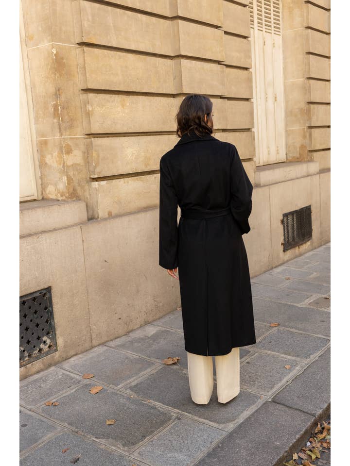 Attentif Paris - Wholesale Coat - Women's - Belted long coat in blended wool56