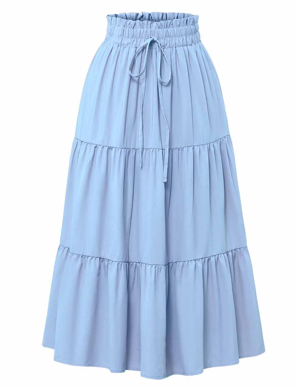 Sweetkama - Wholesale Skirt - Women's - Ladies Boho Elastic Waist Ruched Drawstring Skirt41