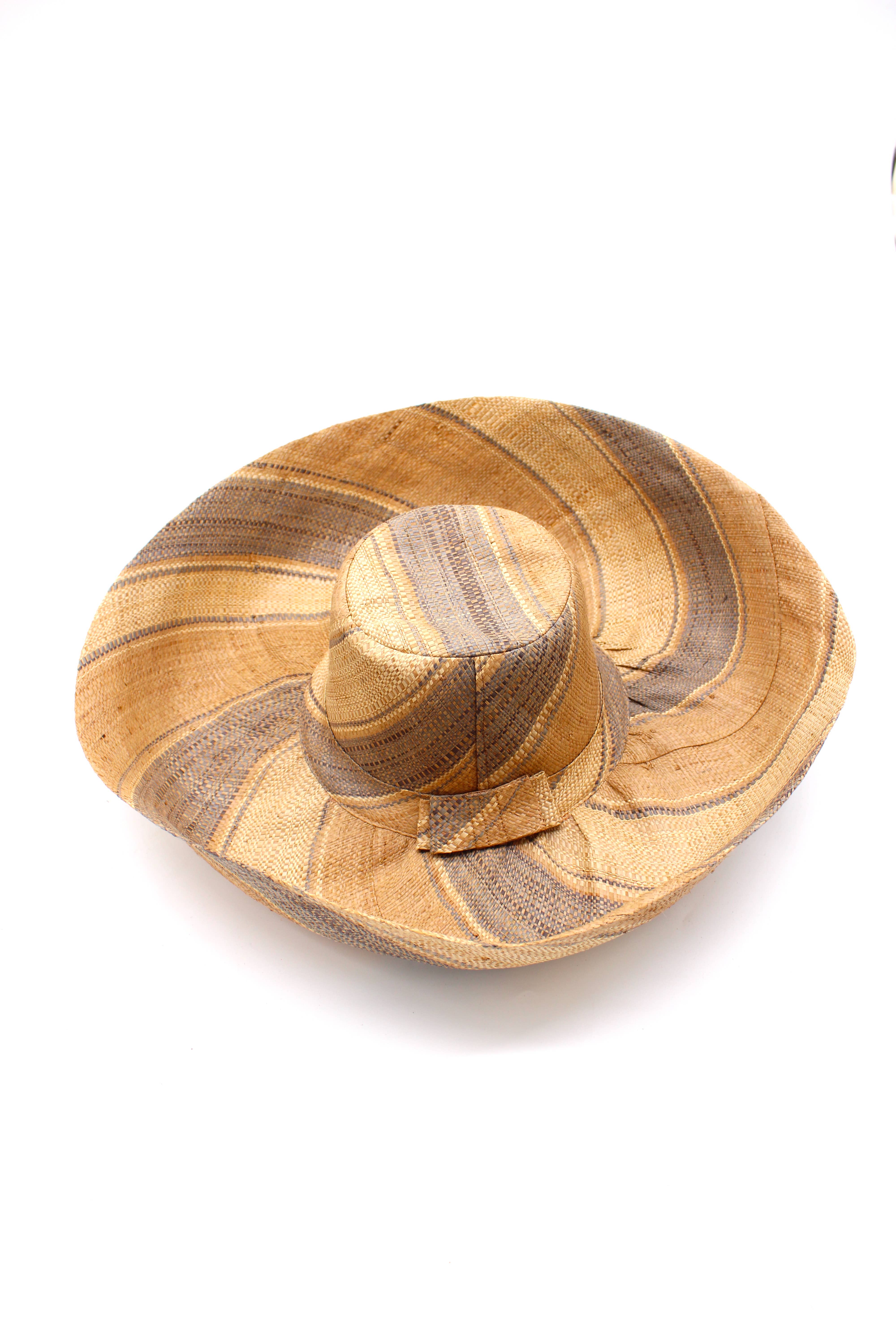 Shebobo - Vente Chapeau de paille – femme - Chapeaux de paille Shebobo Monica à larges bords rayés 13 cm et 18 cm pliables21