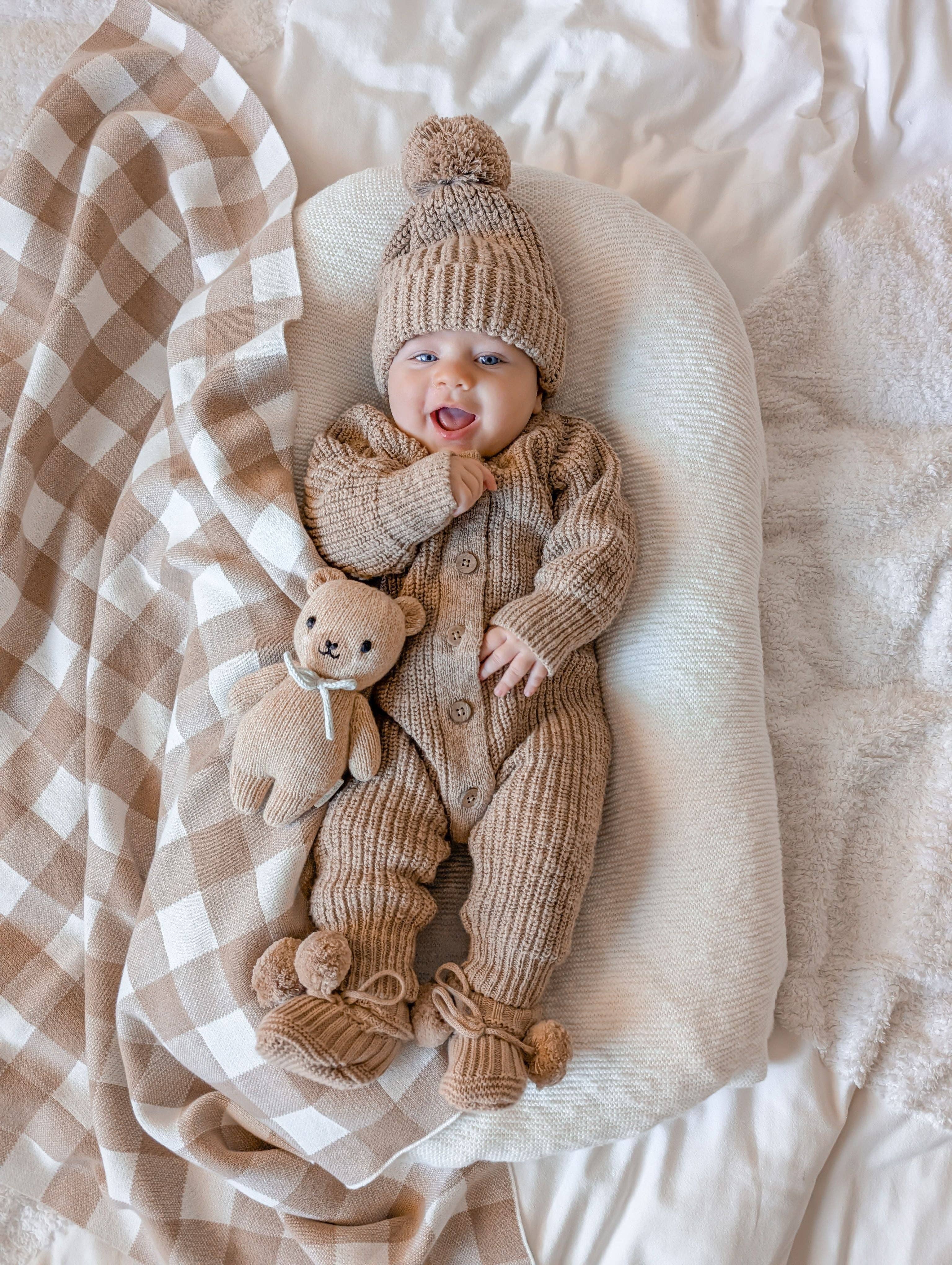 Petite + Co – Großhandel Bettdecke – Kind & Baby – KARO-DECKE | TEDDYBRAUN1