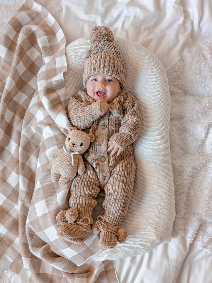 Petite + Co - Wholesale Bedding blanket – Kids & Baby - GINGHAM BLANKET | TEDDY BROWN1