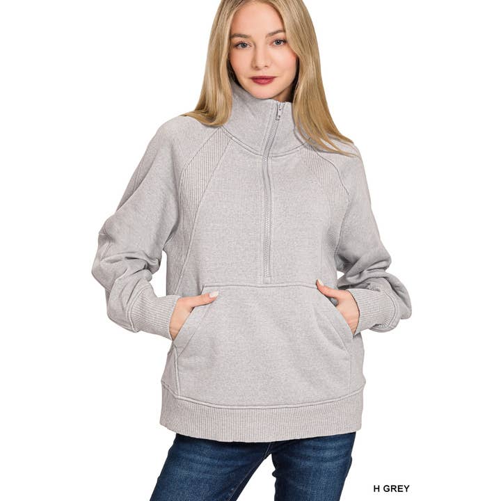PULL-OVER EN POLAIRE À DEMI-ZIP AVEC POCHE KANGOUROU pour la vente par Style Up
