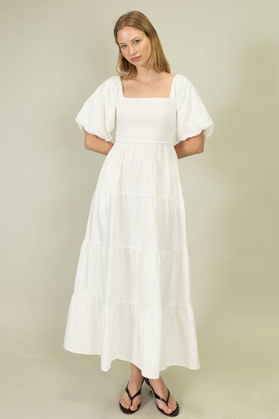 NEIGE Robe maxi à corsage smocké et manches bouffantes en vente sur Faire3