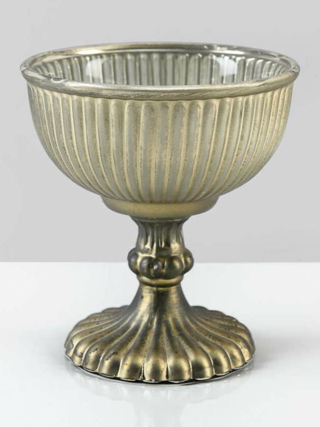 Antique Gold & Silver Glass Pedestal Flower Compote for wholesale by Jamali Garden