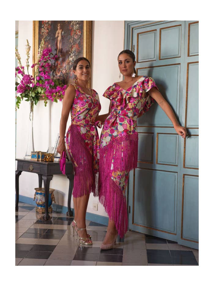 1286 REFERENZ: 001286 Candela-Bougainvillea-Kahyra-Kleid aus Satin-Lycra für den Großhandel auf Faire5