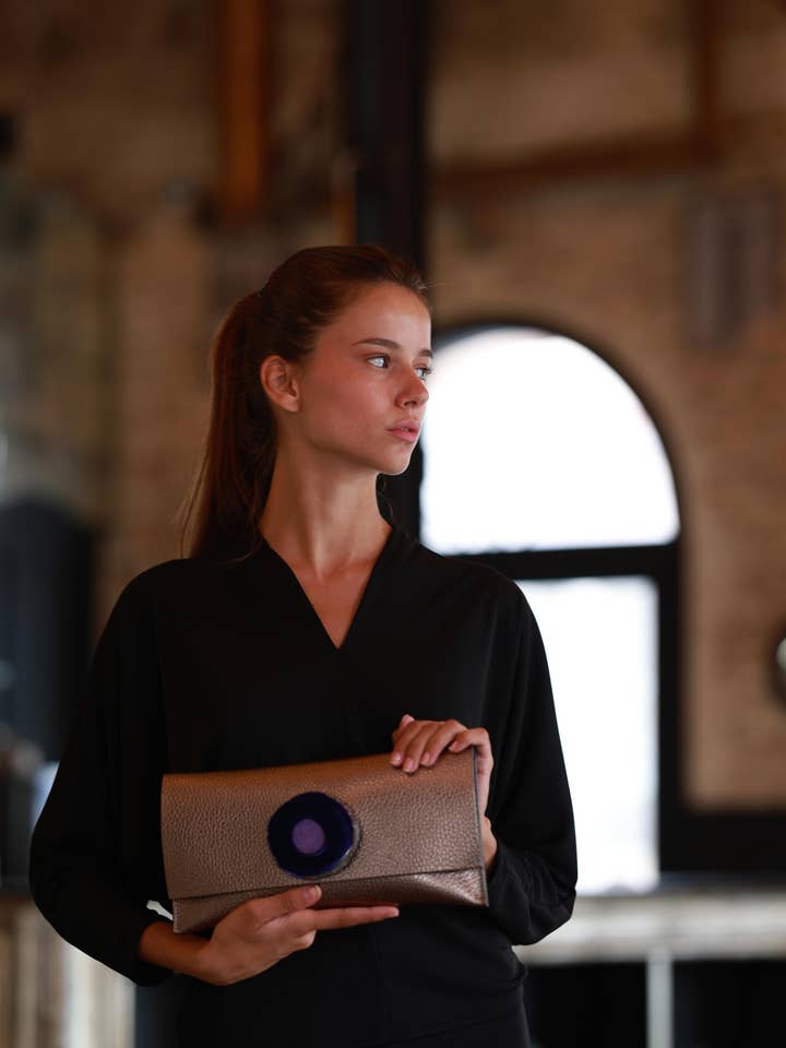 Maxi Portefeuille Bronze Agate Pourpre pour la vente par Ecue