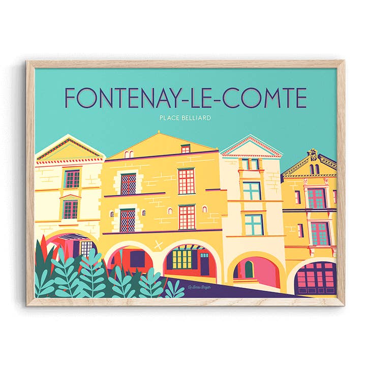 FONTENAY-LE-COMTE Place Belliard Poster for wholesale by Le Beau Bazar