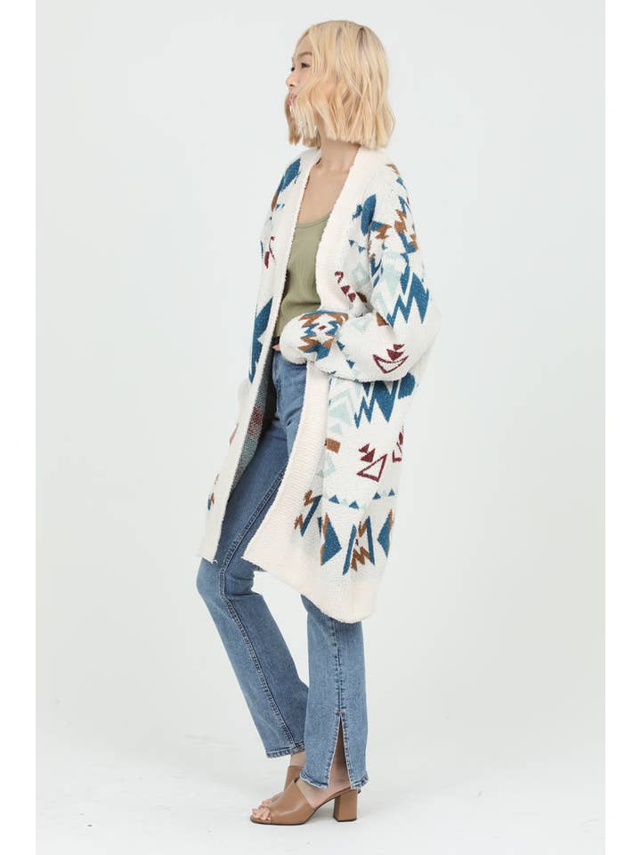 ANGIE - Wholesale Cardigan - Women's - XHP34-ASIS COZY AZTEC CARDIGAN SWEATER19
