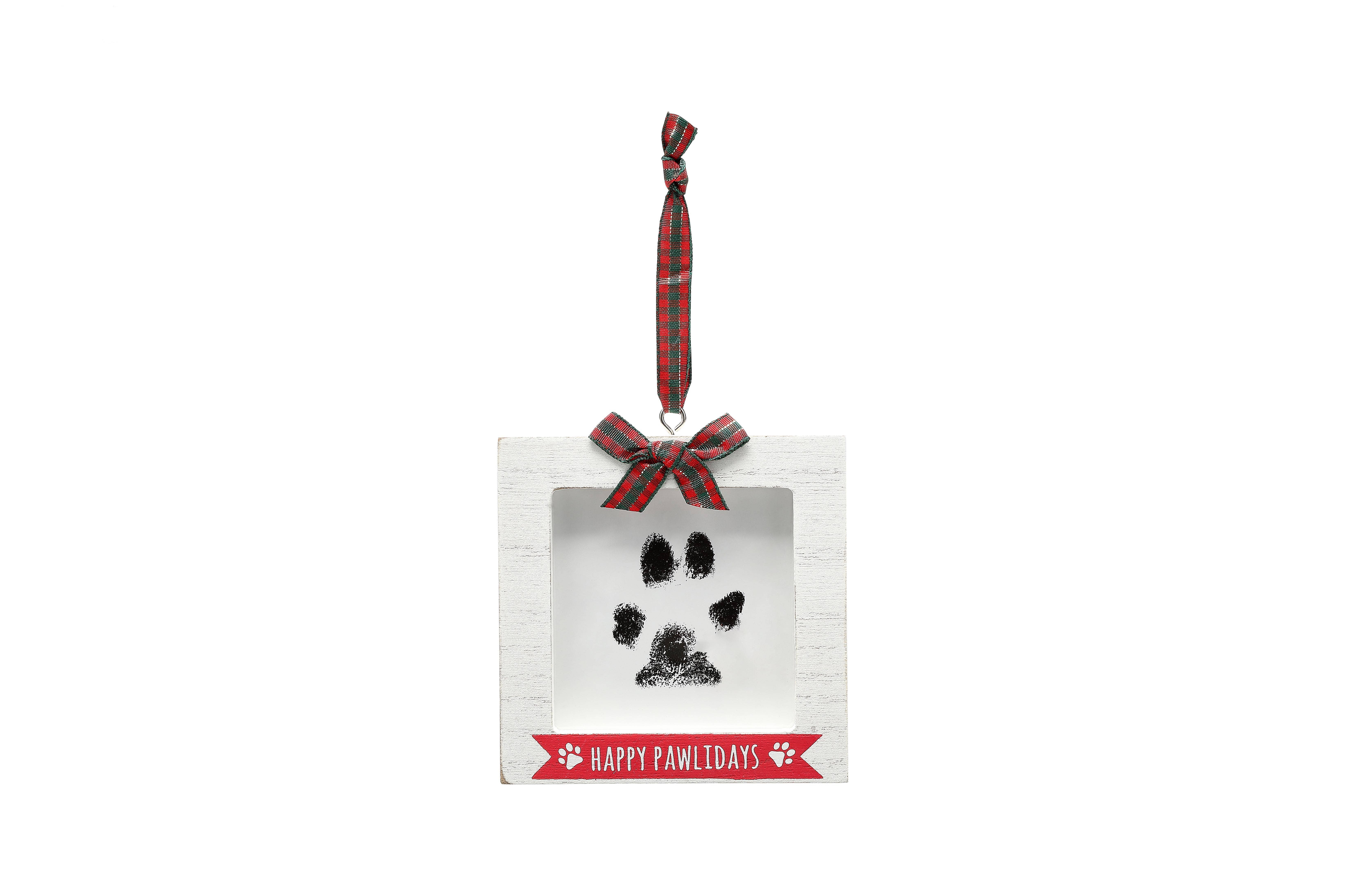 Kate & Milo - Wholesale Ornament - 'Happy Pawlidays' Pawprint Pet Holiday Ornament with Ink Pad