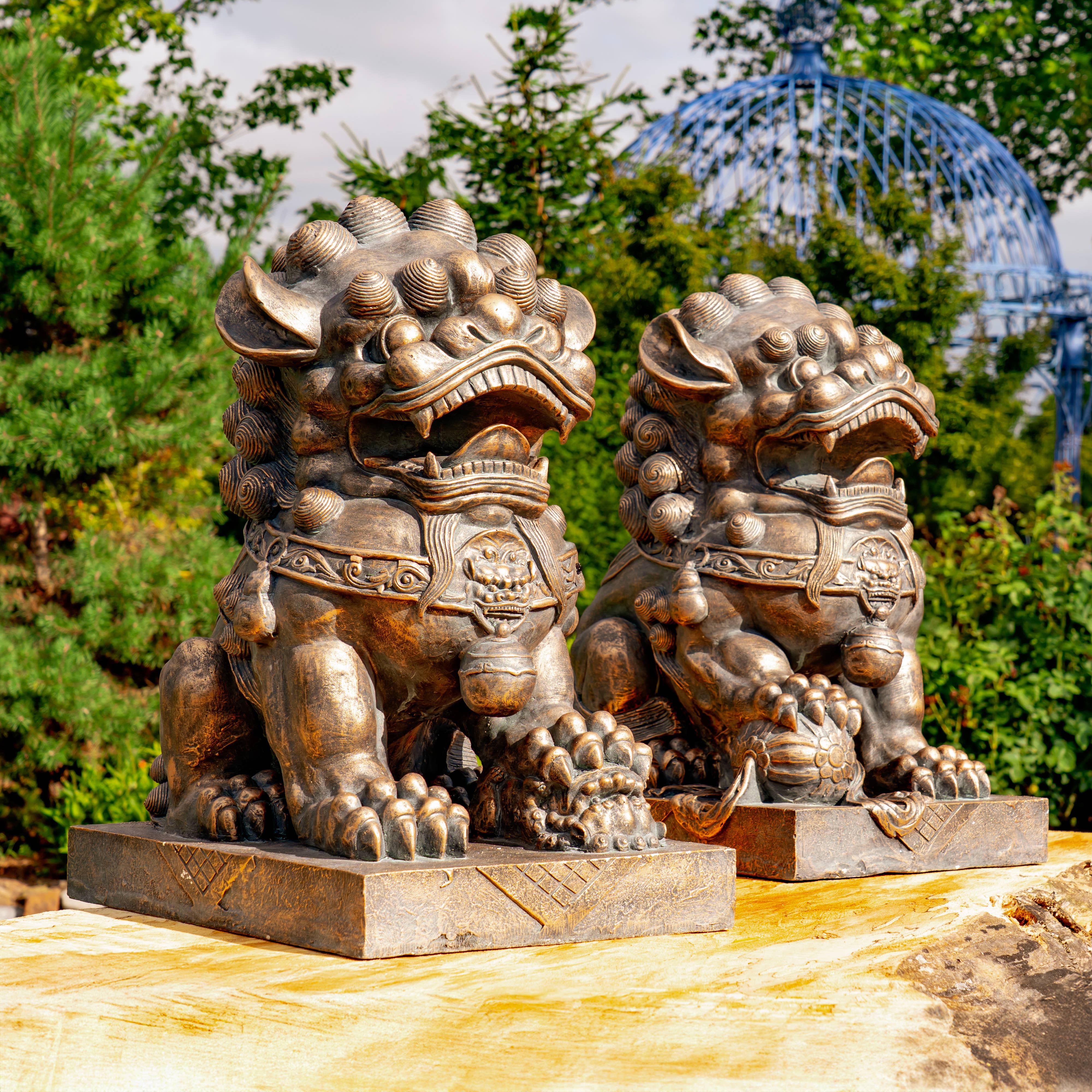 Zaer Ltd. International - Wholesale Sculpture - Magnesium Foo Dog Statues "Gan & An" 2PC/Set- Options3