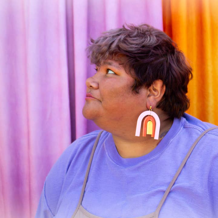 Sunshine Studio - Wholesale Dangle Earrings - Cascading Rainbow Pride Arch Earrings0