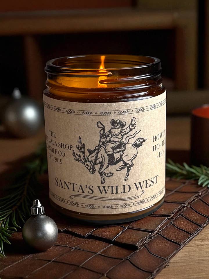“Santa's Wild West” Western Soy Candles | Rustic Candles for wholesale by The Gift Gala Shop Candle Co.
