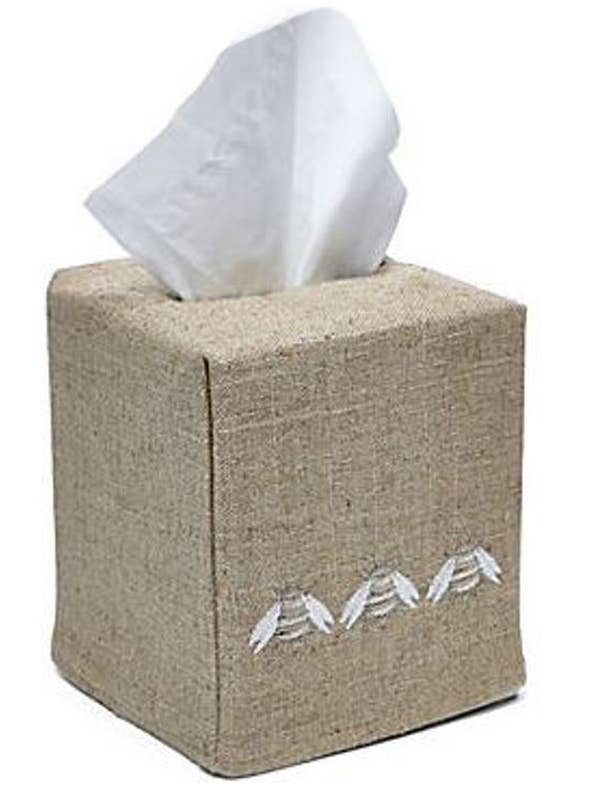 Jacaranda Living – Engroshandel Tissueboks – Kleenexboksbetræk, Naturligt Linned, Broderet10