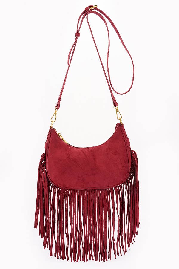 Shop Neighbors - Vendita all'ingrosso Borsa a tracolla - Donna - Borsa a tracolla in camoscio con frange rifinite0