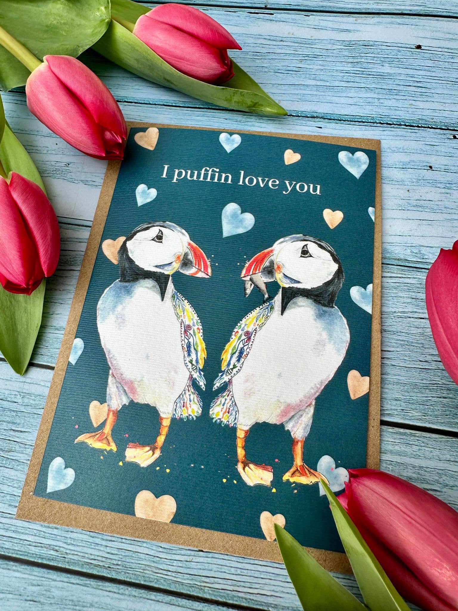 Jen Winnett Eco Artist - Wholesale Love Card - I Puffin Love You | Eco Friendly Card Cute Colourful1