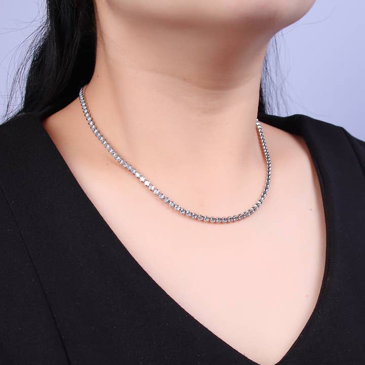 Aim Eternal - Wholesale Link & Chain Necklace - Round Cubic Zirconia Tennis Necklace , Diamond Necklace , 14K Gold Filled Tennis Adjustable Necklace, Gift for her WA-600