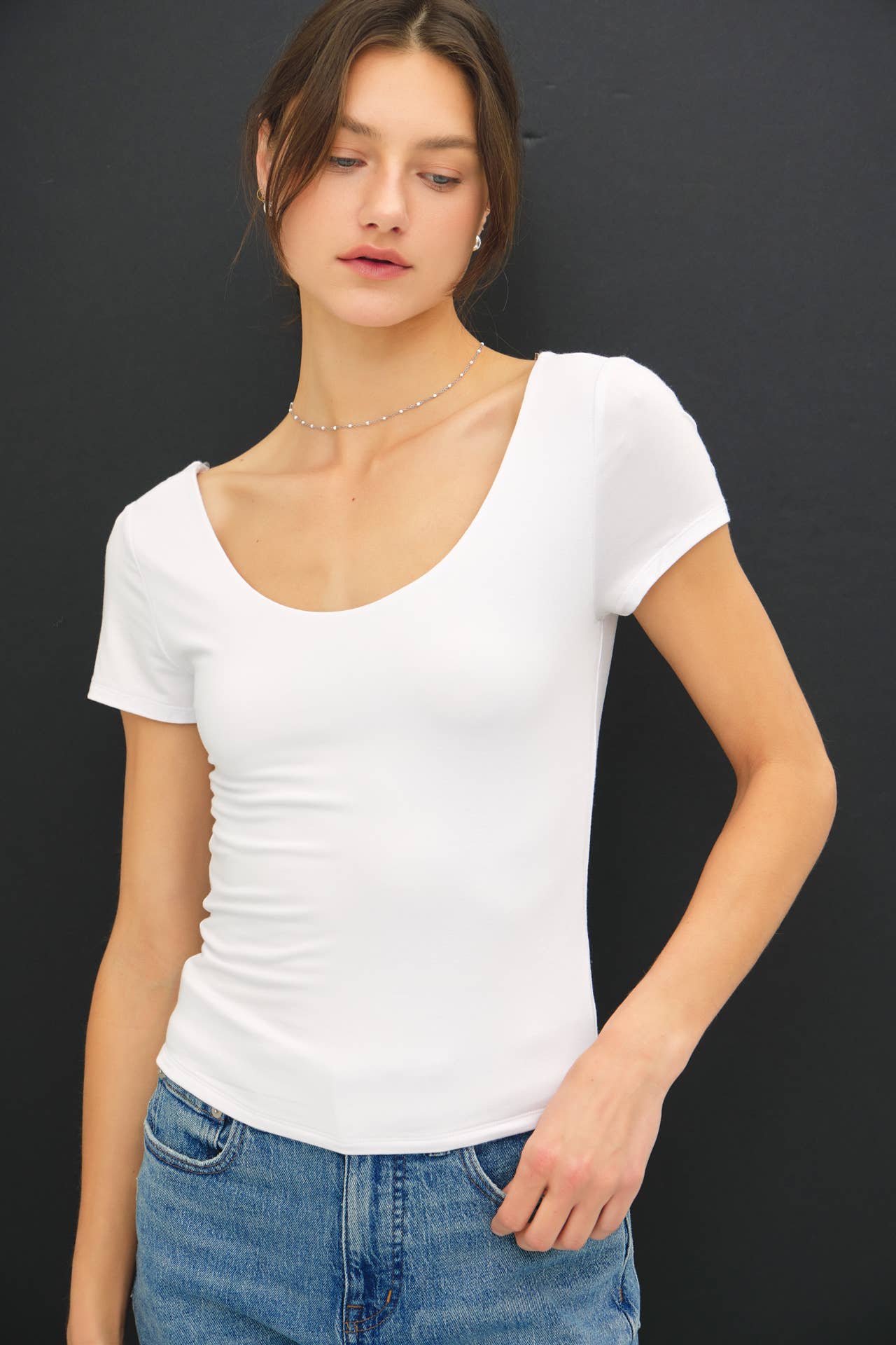 Be Cool - Wholesale T-Shirt - Women's - [SOFT CORE] BASIC DOUBLE LINED SCOOP NECK CAP SLEEVE TOP 3