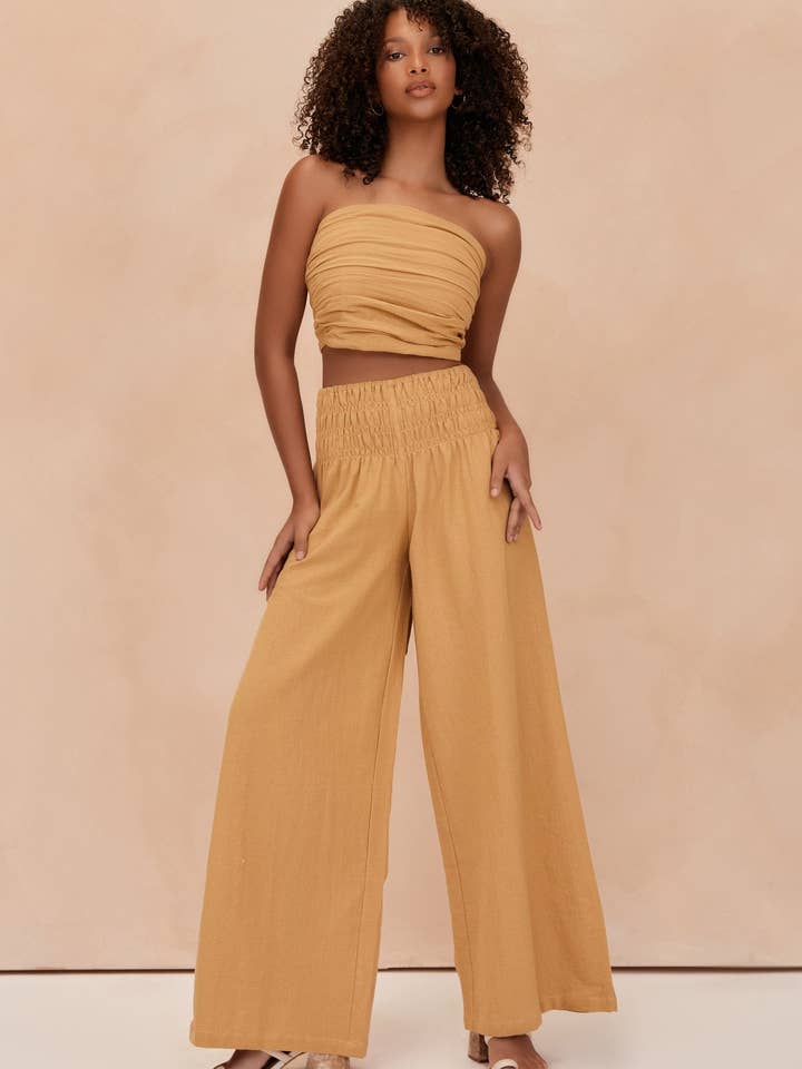 SIENNA PANT - MUSTARD GOLD for wholesale by BEFORE ANYONE ELSE