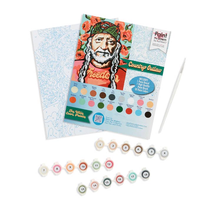 Paint the Town by Numbers - Vente Kit de bricolage - Kit de peinture par numéro Country Outlaw ; 8 po x 10 po ; musique country1
